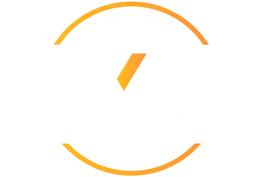 Logo Ny’ce blanc sur fond transparent, utilisé pour la marque de mini gonfleurs et pompes manuelles